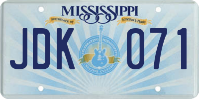 MS license plate JDK071