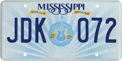 MS license plate JDK072