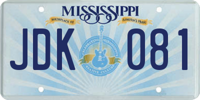 MS license plate JDK081