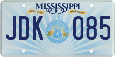 MS license plate JDK085