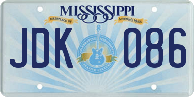 MS license plate JDK086