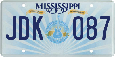 MS license plate JDK087