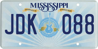 MS license plate JDK088
