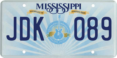 MS license plate JDK089