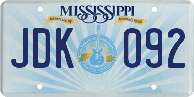 MS license plate JDK092