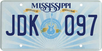 MS license plate JDK097