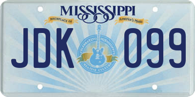 MS license plate JDK099