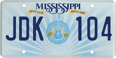 MS license plate JDK104