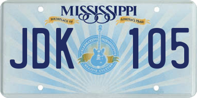MS license plate JDK105