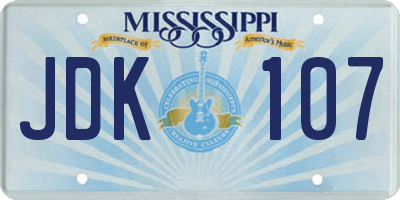 MS license plate JDK107