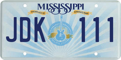 MS license plate JDK111