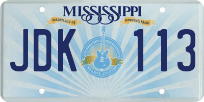 MS license plate JDK113