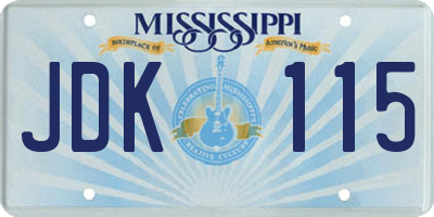 MS license plate JDK115