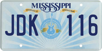 MS license plate JDK116