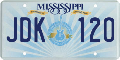MS license plate JDK120