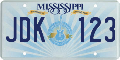 MS license plate JDK123