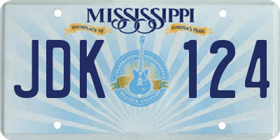 MS license plate JDK124