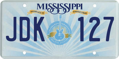 MS license plate JDK127