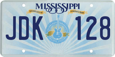 MS license plate JDK128