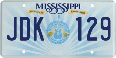 MS license plate JDK129