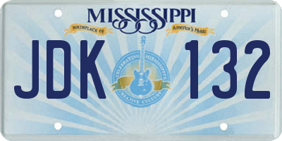 MS license plate JDK132