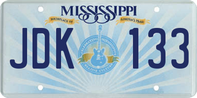 MS license plate JDK133
