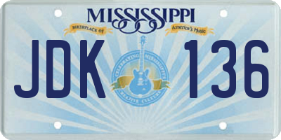 MS license plate JDK136