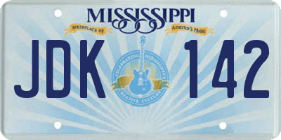 MS license plate JDK142