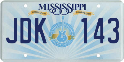 MS license plate JDK143
