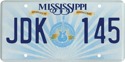 MS license plate JDK145