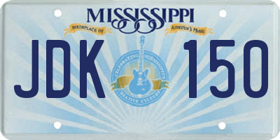 MS license plate JDK150