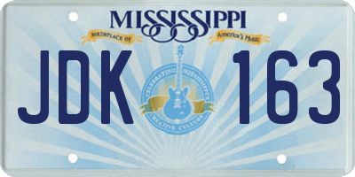 MS license plate JDK163