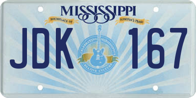 MS license plate JDK167