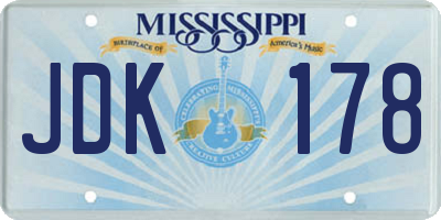 MS license plate JDK178
