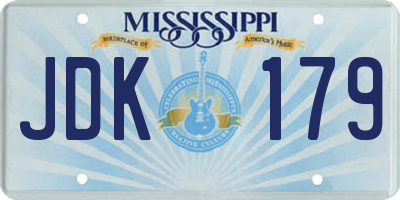 MS license plate JDK179