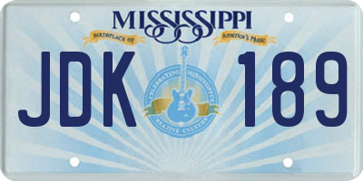 MS license plate JDK189