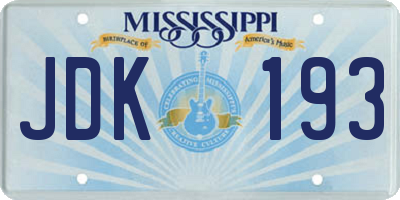 MS license plate JDK193