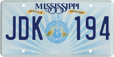 MS license plate JDK194