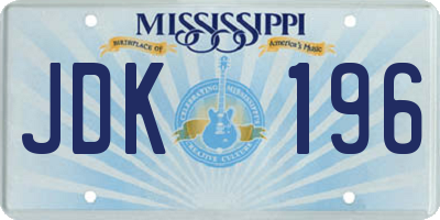 MS license plate JDK196