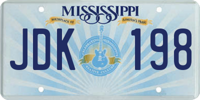 MS license plate JDK198