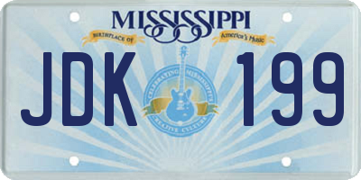 MS license plate JDK199
