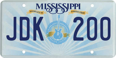 MS license plate JDK200