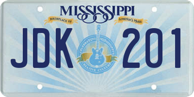 MS license plate JDK201