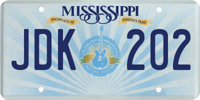 MS license plate JDK202