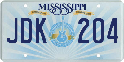 MS license plate JDK204