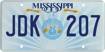 MS license plate JDK207