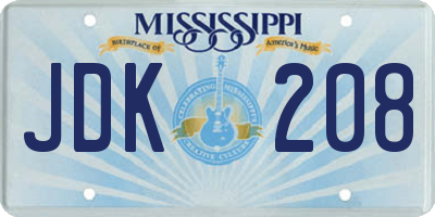 MS license plate JDK208