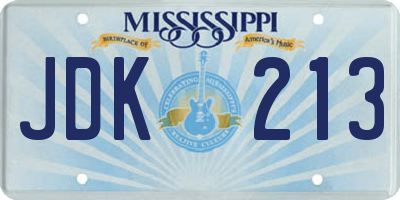 MS license plate JDK213