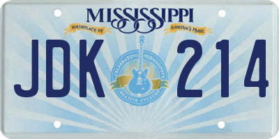 MS license plate JDK214