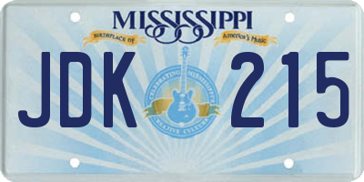 MS license plate JDK215